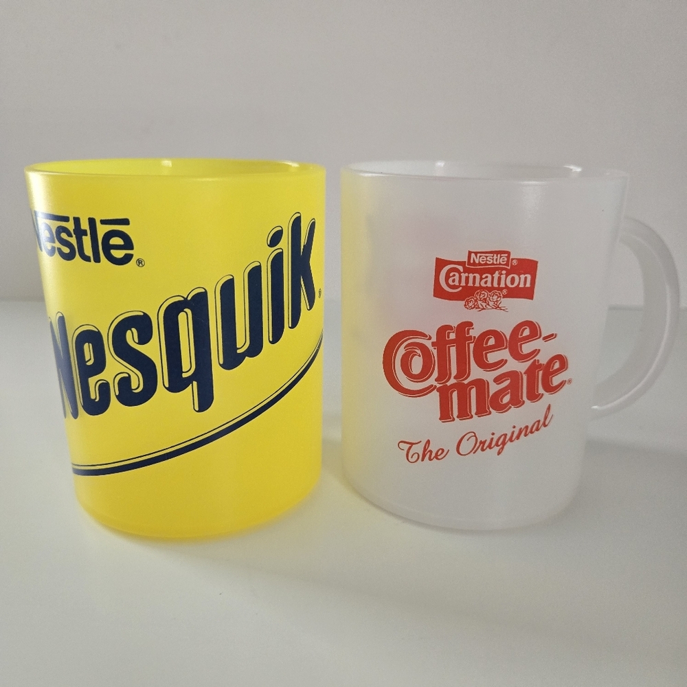 Nestle Nesquik and Carnation Coffee-Mate Advertising Plastic Mug Set
